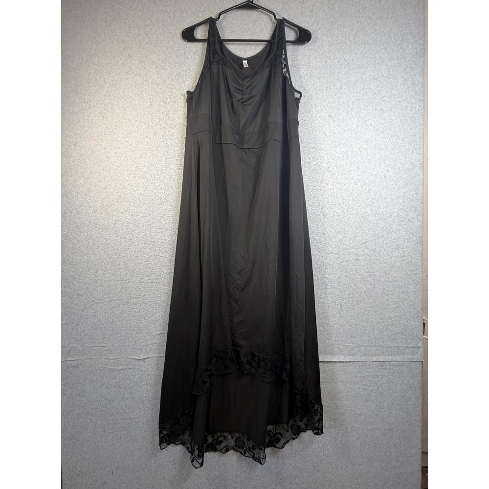 Rosegal Dress Womens 2X Black Hi Low Maxi Tank Layered Lace Hem Formal Evening